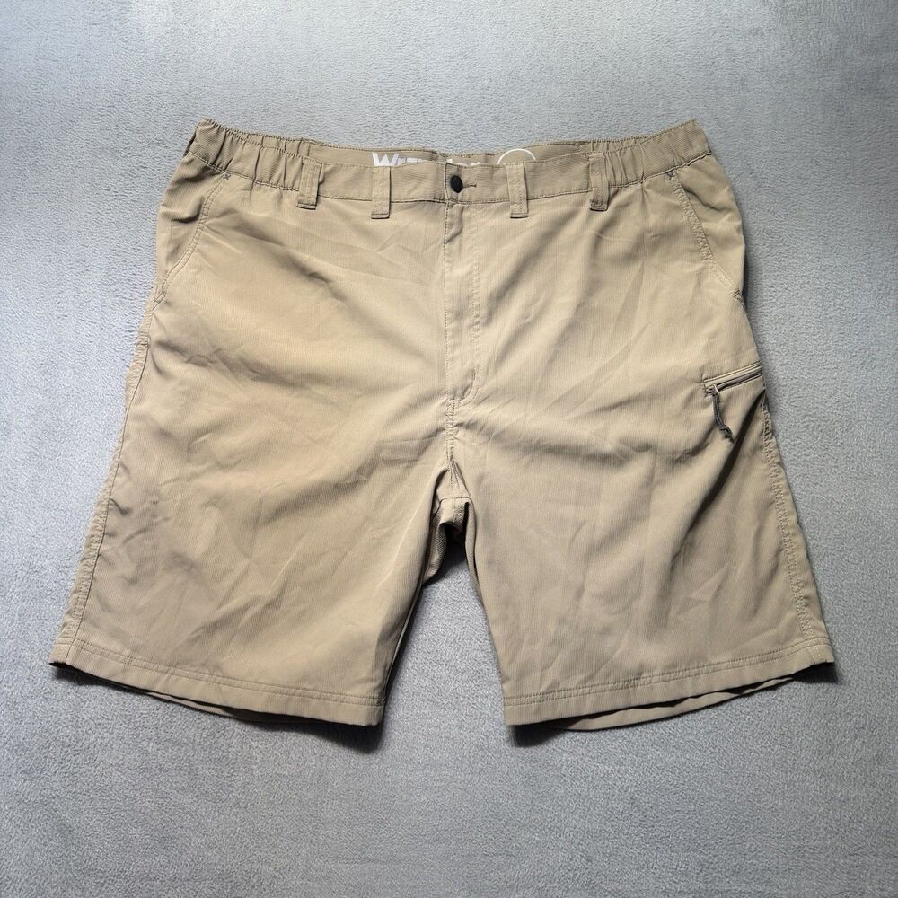 Wrangler Outdoor Mens 46 Field Utility Shorts Beige Relaxed Fit Moisture Wicking